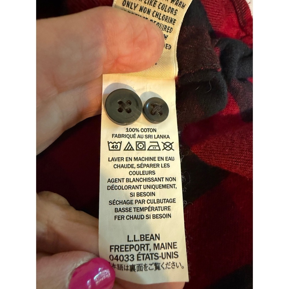 L.L. Bean Flannel Shirt Women 3X‎ Red Black Buffalo Plaid Relaxed Fit Lumberjack - Picture 12 of 13